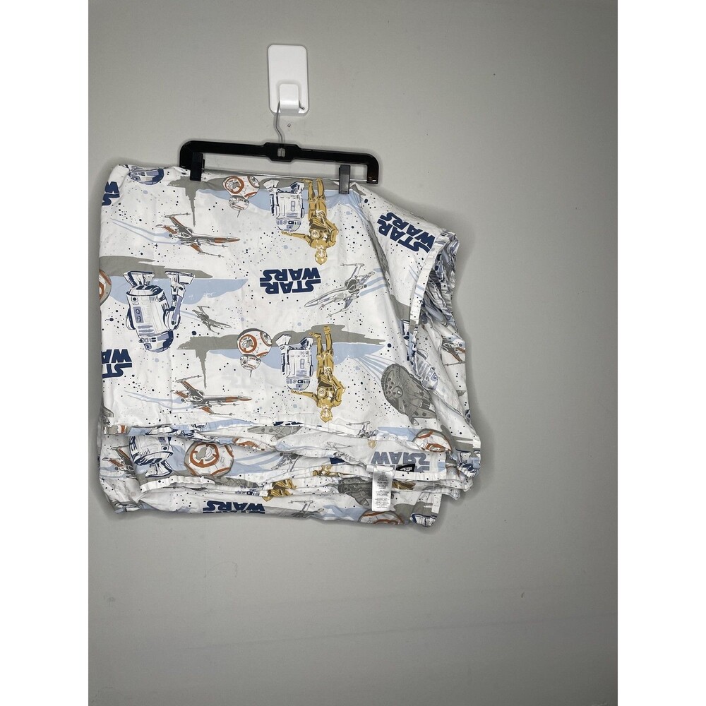 Pottery Barn Kids Star Wars Queen Flat Sheet Pillowcase Droid Millennium